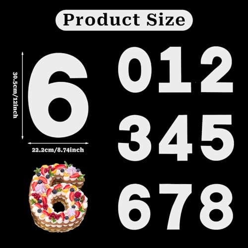 12 Inch Large Size Number Cake Mold Baking Forms Moulds, 9 Pieces 0-8 Cake Number Stencils Flat Plastic Templates Cake Cutting Number Mold Numerical Stencils for DIY Numbers Cakes Cookies Pastry by Mozeat Lens - Image 2
