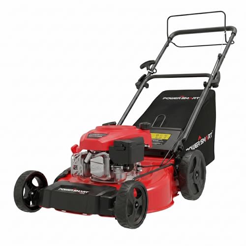 PowerSmart 21-Inch 3-in-1 Gas Self-Propelled Lawn Mower,170CC OHV Engine,Bagging/Mulching/Rear Discharging, 6 Cutting Heights, Durable Steel Deck, Rear-Wheel Drive, for Garden, Yard,