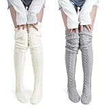 Pcavin Women's Thigh High Socks Over the Knee Cable Knit Boot Socks, Long Warm Fashion Leg Warmers W