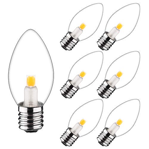 6 Pcs iSoptox C7 Led Bulb, Led Night Light Bulb, c7 Bulbs 7W Equivalent, E12 Candelabra LED Light Bulbs, c7 led Replacement Bulbs, Clear Chandelier Light Bulbs 0.6w 50 Lumen 120v Soft White 2700K
