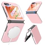Caka Capa para Galaxy Z Flip 6, capa Samsung Flip 6 [compatível com MagSafe] [proteção de dobradiça] [protetor de tela] capa magnética à prova de choque para Samsung Galaxy Z Flip 6 2024 - Rosa