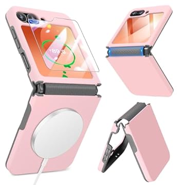 Caka Capa para Galaxy Z Flip 6, capa Samsung Flip 6 [compatível com MagSafe] [proteção de dobradiça] [protetor de tela] capa magnética à prova de choque para Samsung Galaxy Z Flip 6 2024 - Rosa