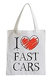 100% Made in Germany I Love Fast Cars Fun Jutebeutel
