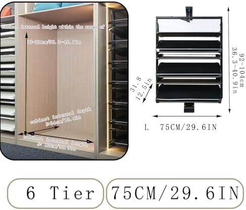 Store Display Rack Wall Mounted Storage Rack Convenience Store Automatic Rack Space Saving Assembled Display,Shoe Rack in Cabinet,Rotating Pull-Out Organizer Adjustable Height 360° Spinning