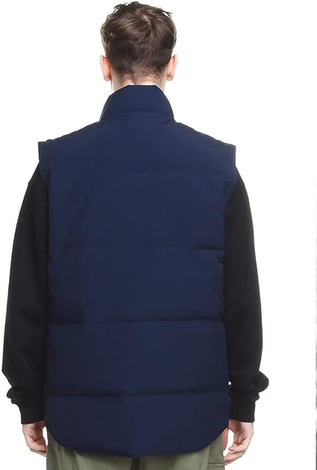  ♦ロゴ刺繍 ワッペン ダウンベスト 4154M 紺 S Amazon | [カナダグース] ロゴワッペン フルジップ ダウンベスト