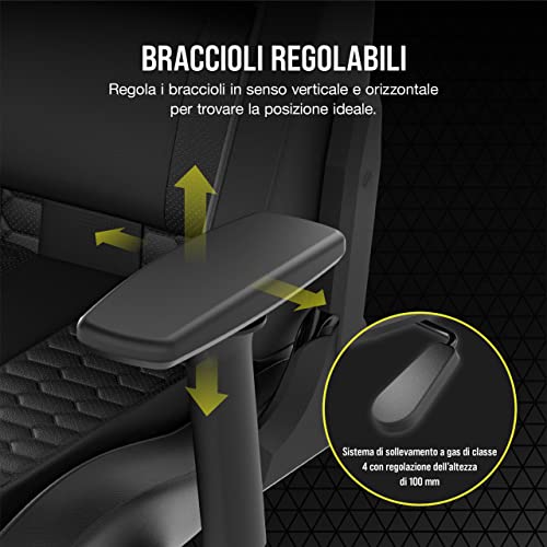TC100 Relaxed-Rivestimento in Similpelle Gaming Chair, Nero - Sedia gaming - Immagine 6