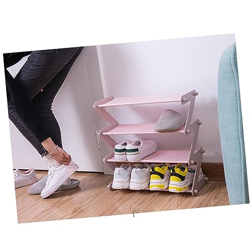Zapatero de acero inoxidable rosa con diseño compacto para el hogar 4