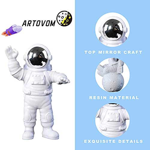 Artovom 3Pcs Astronaut Figurines Cake Topper Outer Space Action Figure Statue Spaceman Model Decorative Party Display Miniature Astronaut (Silver/White, Set) #TOP2