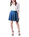 HDE Women's Skater Skirt Pleated Flared A Line Circle Stretch Waist Skater Skirt (Blue, Large)