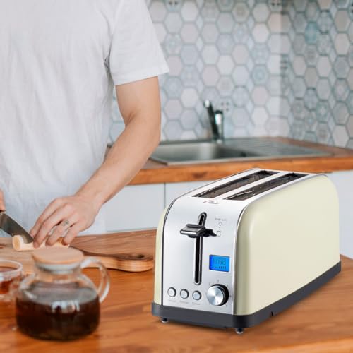 Miniatura 7 de Prixton Tostadora Bianca Pro, Tostador Con 2 Ranuras Para 4 Tostadas, Potencia 1500 W, 7 Niveles De Tostado, Pantalla Lcd Con Temporizador, Función Descongelar, Recalentar, Acero Inoxidable