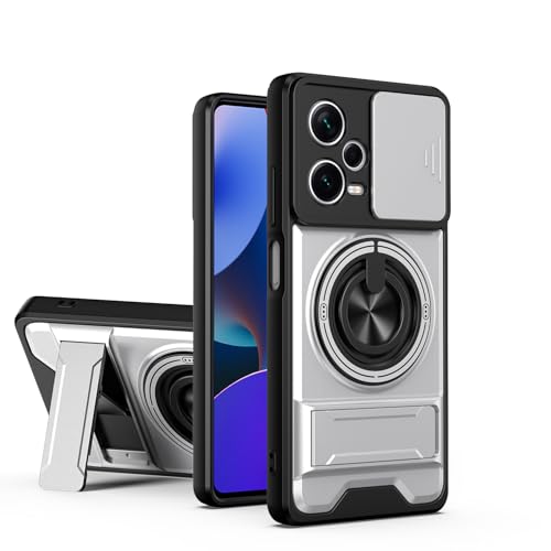 Coque Redmi Note 12 Pro 5G antichoc TPU blanche avec cache caméra coulissant et béquille