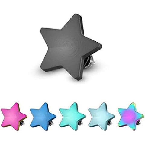 TheMaddHatter (2 Pieces) Star Dermal top Titanium Anodized Over 316l Surgical Steel (14g (1.6mm) (Purple) Cover