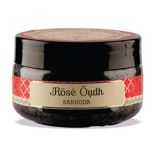 Image of Devdarshan Rose Oudh Bakhoor (50g) Pack of 1 | Premium Long-Lasting Oriental Aroma | Natural Resin for Home Fragrance, Meditation & Relaxation | Luxurious Scented Bakhoor