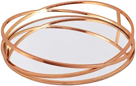 Rose Gold Mirrored Tray Decorative Dressing Table Accessory Cosmetics Storage Organiser (BR38)