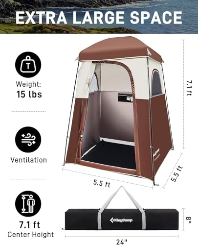 KingCamp Tienda de Ducha Portátil, Tienda de Privacidad para Acampar al Aire Libre, 1/2 Habitaciones con Bolsa de Ducha y Vestidor miniatura 2