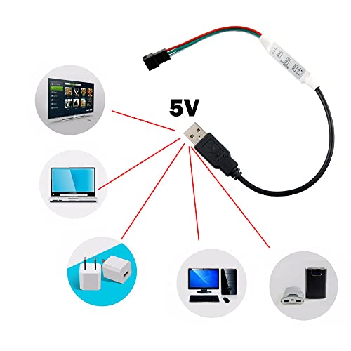 Controlador Mini USB 3Key para LED WS2811 WS2812B SK6812RGB miniatura 4