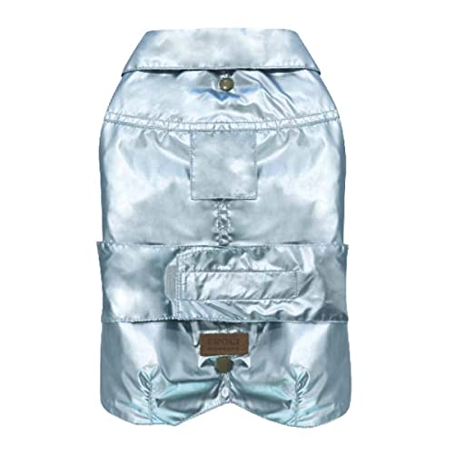 Croci - Impermeabile Cane Montreal - Cappottino Invernale per cani Taglia medio piccola - Mantellina regolabile, con foro guinzaglio - taglia 25 cm, colore Perla Azzurro