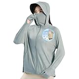 [MayCherry] ラッシュガード レディース パーカー 【UPF50+測定済み・360度UV対策・接触持続冷感】 ラッシュパーカー 水着 UVカット 体型カバー 長袖 大きいサイズ フード付き 指穴あき 通気性 吸汗速乾 抗菌防臭 夏服 遮光 軽量 薄手 (JP, アルファベット, M, L, グレー)
