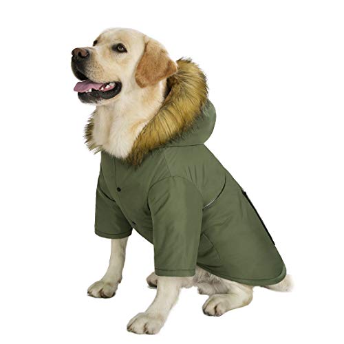 Large-Dog-Down-Jacket-Hoodie-Coat-Winter-WaterproofReflective-Warm-Dog-Clothes-Clothing-Thick-Padded-for-Medium-Big-Dogs-with-Real-Pocket-36Chest-40-ArmyGreen