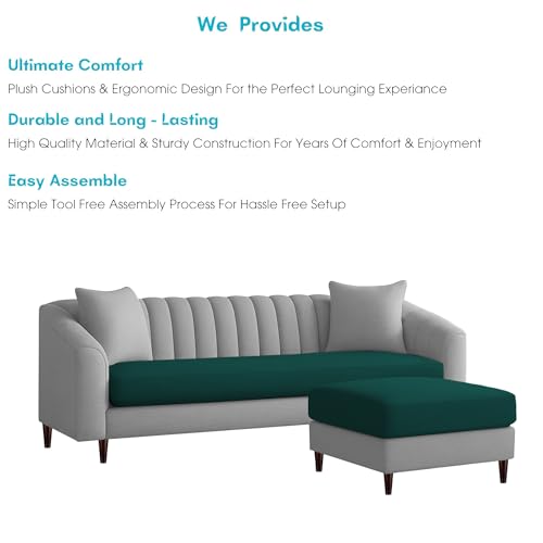 Image of Casaliving Doraldo 4 Seater L Shape Convertible Sofa Set for Living Room, 3 Seater & Ottoman Modular Sectional Couch for Small Space (Pine Grey Colour) Fabric