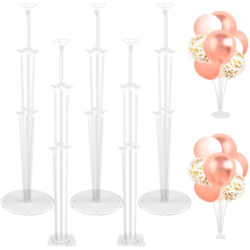 Nadisean 5 Sets Balloon Stand Kits 71CM Balloon Stands for Table With 2 Types Of Bases Plastic balloon Sticks and Holders Reusable For Wedding Birthday Party Decorations