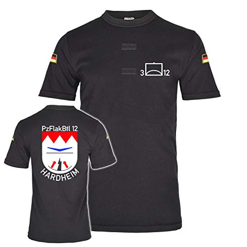 T-shirt Tropen PzFlakBtl 12 Hardheim de l'armée allemande avec blason - Noir - XXXL