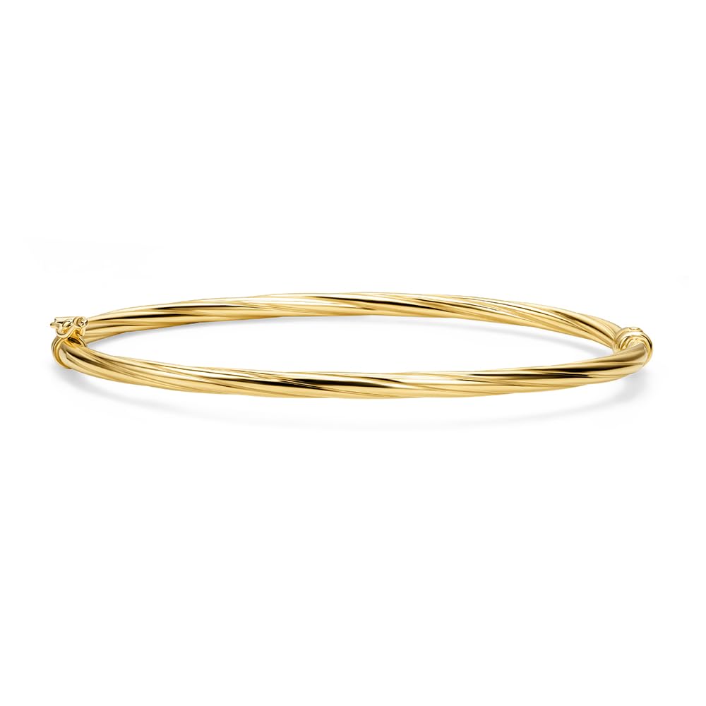 OROVI Bracciale Rigido Argento 925 - Bracciale Donna PLACCATO ORO 18KT Design intrecciato, Chiusura a Cerniera. Gioiello Donna Anallergico MADE IN ITALY Consegnato in Elegante Astuccio Regalo.