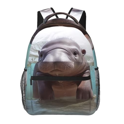 Anceky Mochila para portátil de 15,6 pulgadas con diseño de hipopótamo, informal, para hombre y mujer