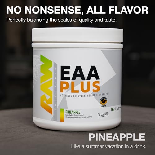 image for RAW EAA Plus, Amino Acids Powder, Pineapple (30 Servings) - Pre Workou