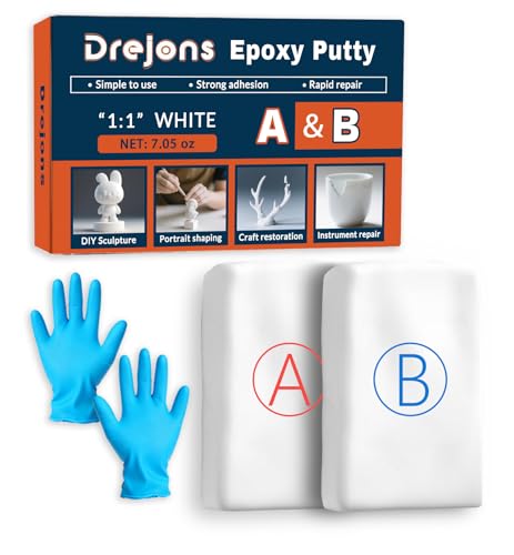 Epoxy Putty Sculpt Clay - 200g Fast Repair Epoxy Filler for Fixing Leaks, Cracks, Sculpting, 2 Part Putty Sculpt Clay for Metal, Tile, Concrete, Plastic, Wood (White)