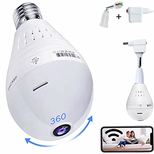 Security Bulb Camera, 1080P Wi-Fi Dome Wireless Bulb Cameras Night Vision 360 IP Camera Surveillance 2-Way Audio with Motion Detection