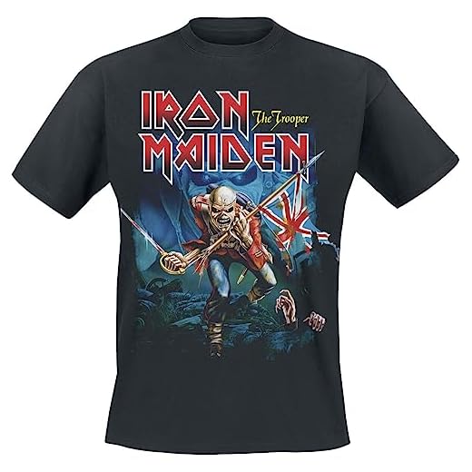 Iron Maiden Pom Trooper Eddie Large Eyes Hombre Camiseta Negro L