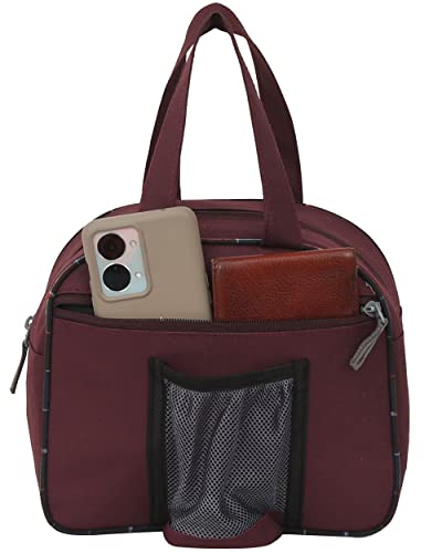 Image of STRONG LIFE Polyester Tiffin Picnic Work School Office Lunch Bag for Kids with Bottle Holder (Purple)