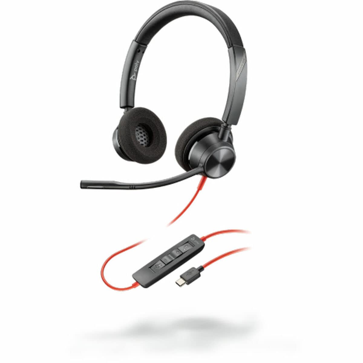 Plantronics Blackwire 3320 USB-C (Poly) – przewodowy zestaw słuchawkowy z dwoma uszami (stereo) z ramieniem mikrofonowym – połączenie z PC/Mac przez USB-C – kompatybilny z zespołami (certyfikowany), zoom i nie tylko