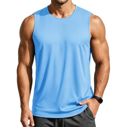 MAGCOMSEN Men's Tank Tops Quick Dry Sleeveless Workout Muscle Swim Shirts | Gym, Running, Athletic, Summer, UPF50+, Beach, Sun Shirt, Lightweight, Cool, Stretchy, Breathable, Undershirts, Te
