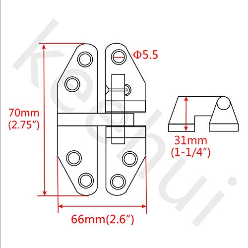 Keehui Pair Of Heavy Duty Marine Grade 316 Stainless Steel Hatch Hinge 2-3/4" X 2-3/4"For Boat, Rv #TOP1