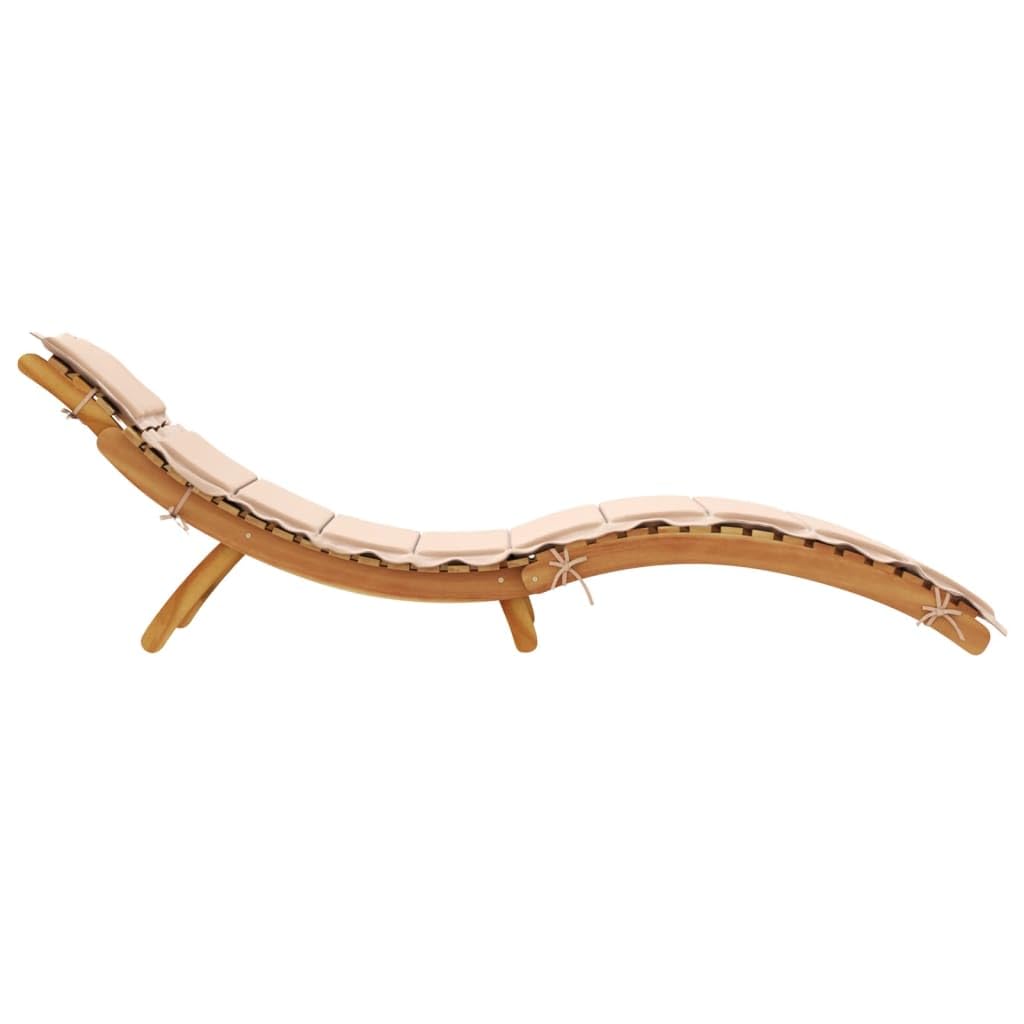 vidaXL Lettino Prendisole con Cuscino Beige in Legno Massello di Pino, lettino, lettino da giardino, arredo da giardino, lettino da esterno