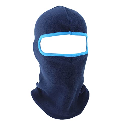 Techson Máscara facial de forro polar para pasamontañas, forro térmico de invierno a prueba de viento, forro de casco para motociclismo, ciclismo y esquí, Azul marino, con línea azul, Talla única Cover
