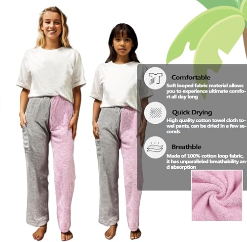Image of Cotton Terry Towel Pants, Towel Pants for Swimmers, Resort Wear, Beach Coverup, Swim Wear