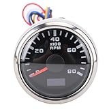 Naroote Motordrehzahlmesser Betriebsstundenzähler, Metall DC 9 Bis 32 V Drehzahlmesser mit Betriebsstundenzähler 1,0 Bis 360 Einstellbares Geschwindigkeitsverhältnis für Wohnmobile (Schwarzes