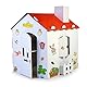 FEBER - Carton House, großes Spielhaus aus Karton für Kinder, zum Bemalen, Ausmalen und Spielen, mit lustigen Aufklebern, Ökohaus, für Jungen und Mädchen ab 3 Jahren, Famosa (FEB06000)