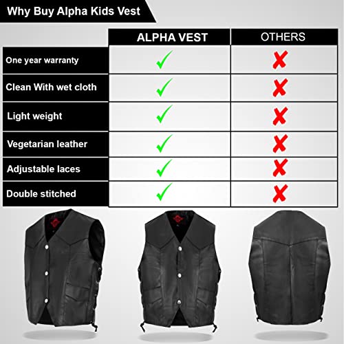 Alpha Cycle Gear Children's Leather Motorcycle Vest For Boys & Girls - Soa Biker's Riding Club Style - 3 To 10 Years Old Kids Vest - Xl - Black (Kv-22) #TOP4