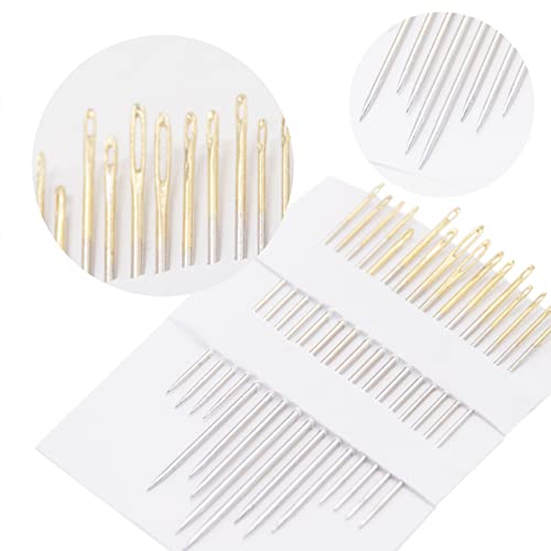Image of 2 Sizes Imitated Wood Rectangle Round Embroidery Hoop Set Plastic Circle Cross Stitch Hoop Rings for DIY Craft Sewing,Including 16pcs Gold Eye Sewing Needles