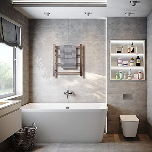 Sharndy Towel Warmer Orb For Bathroom Wall Mounted Bath Towel Heater Plug-In Electric Heated Towel Rack Stainless Steel Square Oil Rubbed Bronze 4 Bars Drying Rack Etw13-2A 35W 19.69X17.71X4.33 Inches #TOP4