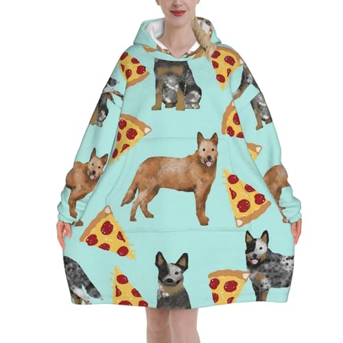 Sweat à capuche géant Bouvier Australien et pizza : le cadeau cocooning idéal