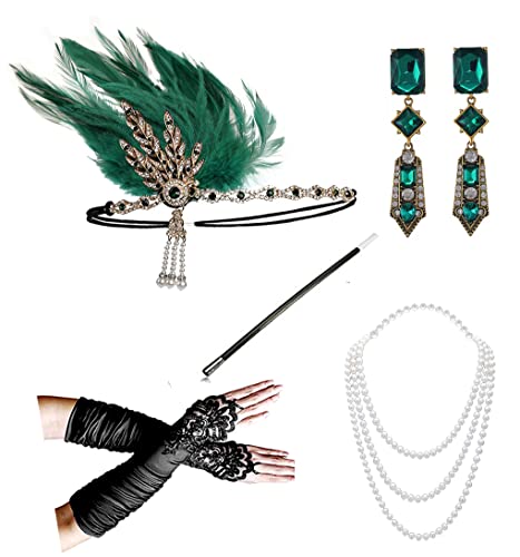 Cizoe 1920S Flapper Gatsby Costume Accessories Set 20S Flapper Headband Vintage Pearl Necklace Gloves(Pp) #TOP17