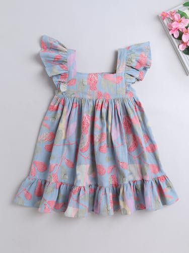 Image of The Magic Wand Printed Dresses for Kids Baby Girls, Fancy Stylish Knee Length One Piece Midi Frocks for Girls, Casual Dress for Summer Season