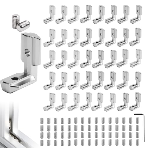 FIFIBANG 40 Stück Inneneckverbinder, T-Nut Innenwinkel, 4040 Winkelverbinder Aluprofil, Nut 8 M6 90° Winkel Innenverbindung, Zinklegierung Klammern, Außenwinkel Eckverbinder für Aluminiumprofil