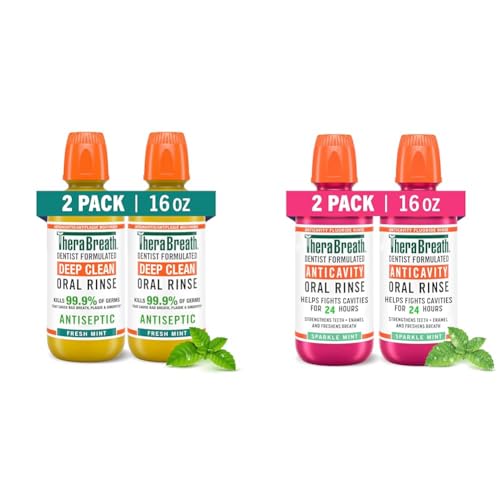 TheraBreath Deep Clean Antigingivitis Alcohol-Free Mouthwash 2-Pack Bundle with Anticavity Fluoride Sparkle Mint Mouthwash 2-Pack image 5