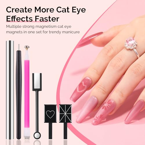 Image of MelodySusie Nail Magnet Set, 21PCS Cat Eye Gel Nail Polish Magnets, Round Square Double Ended Magnet Stick, Cat Eye Magnet for Nails, Strong Magnetic Nail Polish Magnets Nail Design Tools